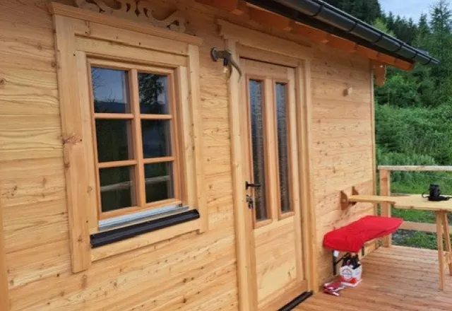 Moblie Hütte Terrasse